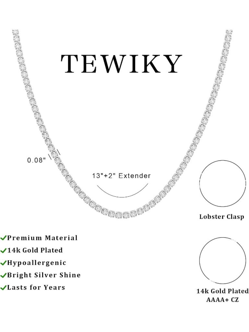 Women's Tennis Silver Non Tarnish Chunky 14k Gold Plated Layered Necklaces - Picture 5 of 6